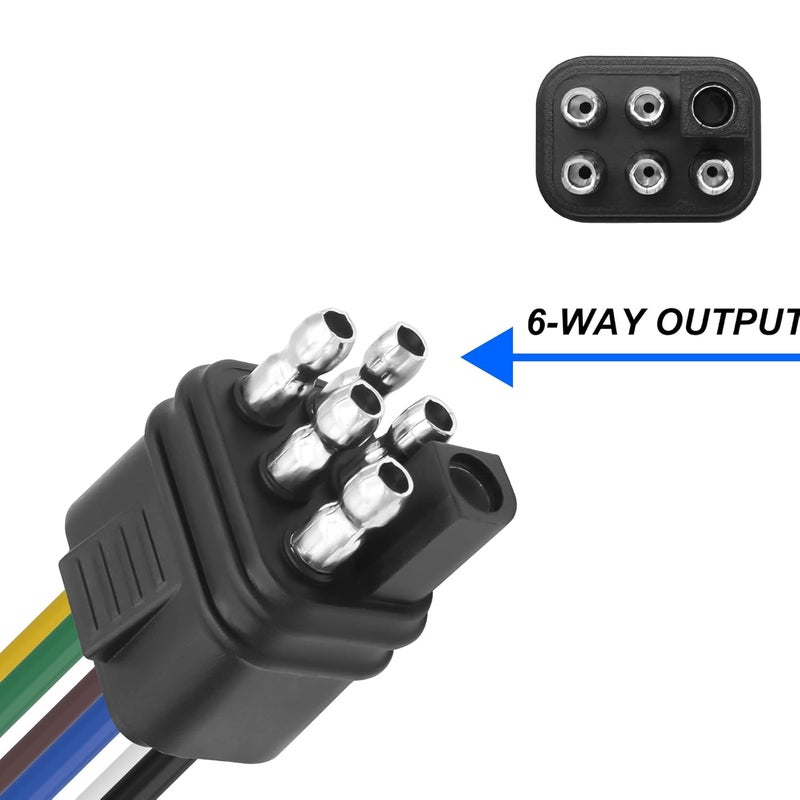 XMSJSIY 6-Way Square Trailer Plug Extension Bare Wire 6 Pin Square Male Wiring Harness Connectors Trailer-Side and Vehicle-Side Open End Cable Pigtail Cord-1M/3.2FT - Image 5